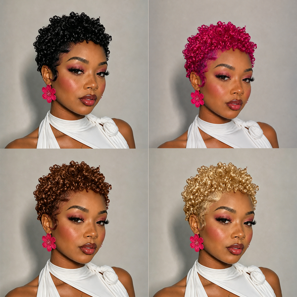 Bequeen 13X4 Lace 4 Colors Small Finger Wave Pixie Wig