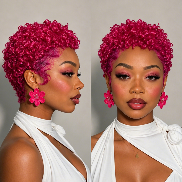 Bequeen 13X4 Lace 4 Colors Small Finger Wave Pixie Wig