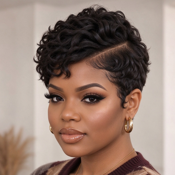 Bequeen 13X6 Lace Side Part Small Finger Wave Style Wig For Black Women