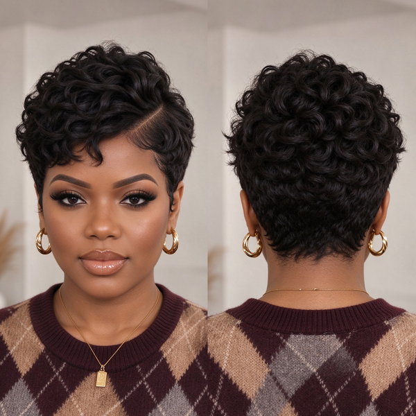 Bequeen 13X6 Lace Side Part Small Finger Wave Style Wig For Black Women