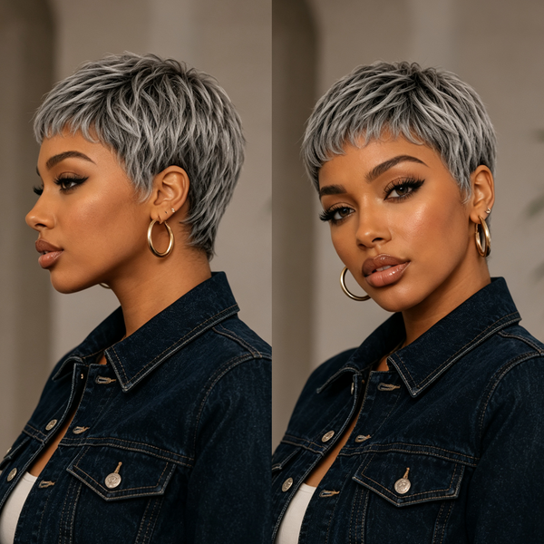 Bequeen 1B Airy Lightweight Short Bang Pixie Wig