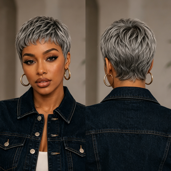 Bequeen 1B Airy Lightweight Short Bang Pixie Wig