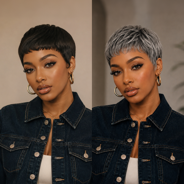Bequeen 1B Airy Lightweight Short Bang Pixie Wig