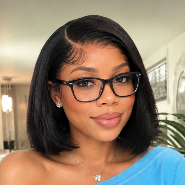Bequeen 1B Color Short Cut Bob Lace Wig