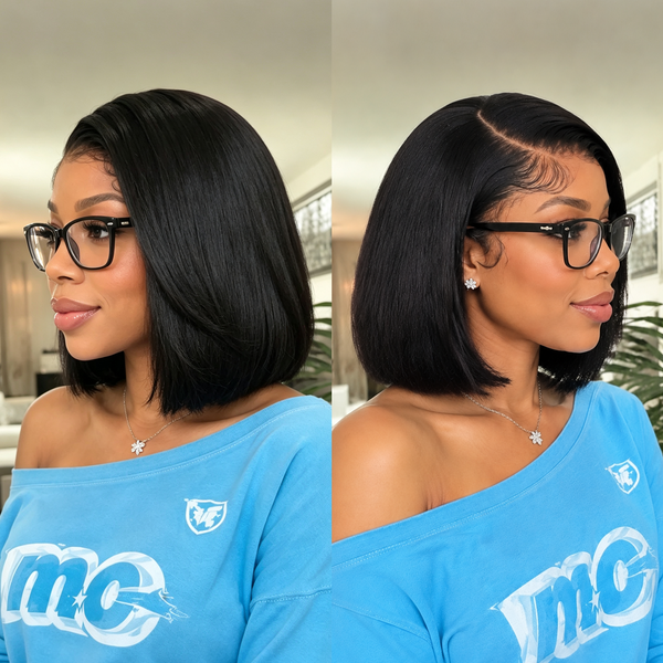 Bequeen 1B Color Short Cut Bob Lace Wig