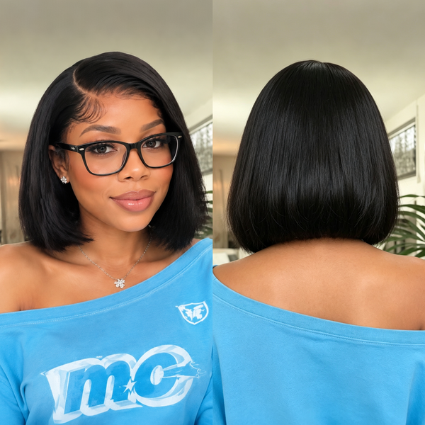 Bequeen 1B Color Short Cut Bob Lace Wig