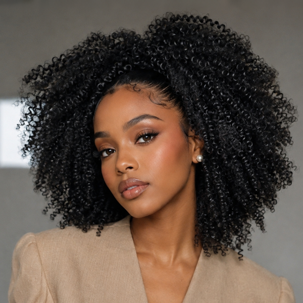 Bequeen 1B Curly Bun Wig（Not Full Wig）