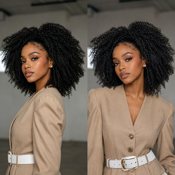 Bequeen 1B Curly Bun Wig（Not Full Wig）