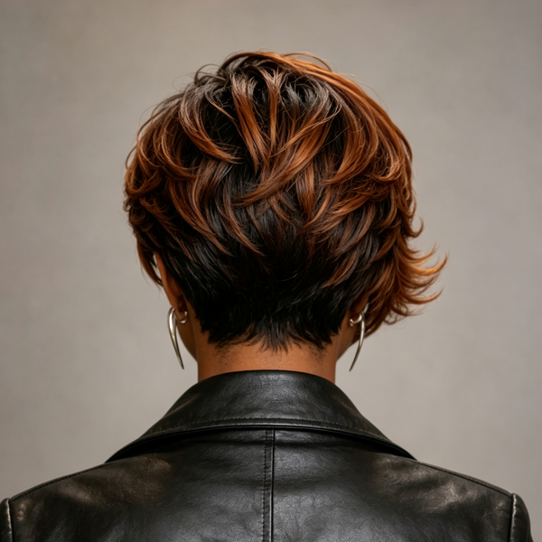 Bequeen 1B Highlight Mixed Color Cool Side Part Lace Pixie Wig