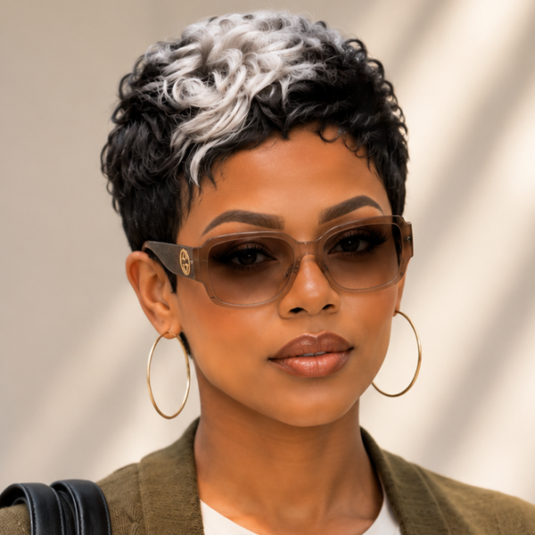 Bequeen 1B Highlight White Machine Made Pixie Wig