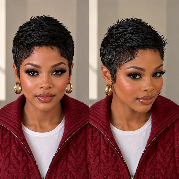 Bequeen 1B Machine Made Pretty Pixie Cut Wig