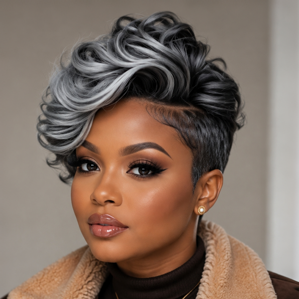Bequeen 1B Mixed Color Side Part Frontal lace Wig