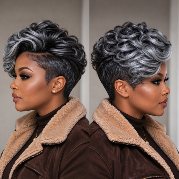 Bequeen 1B Mixed Color Side Part Frontal lace Wig