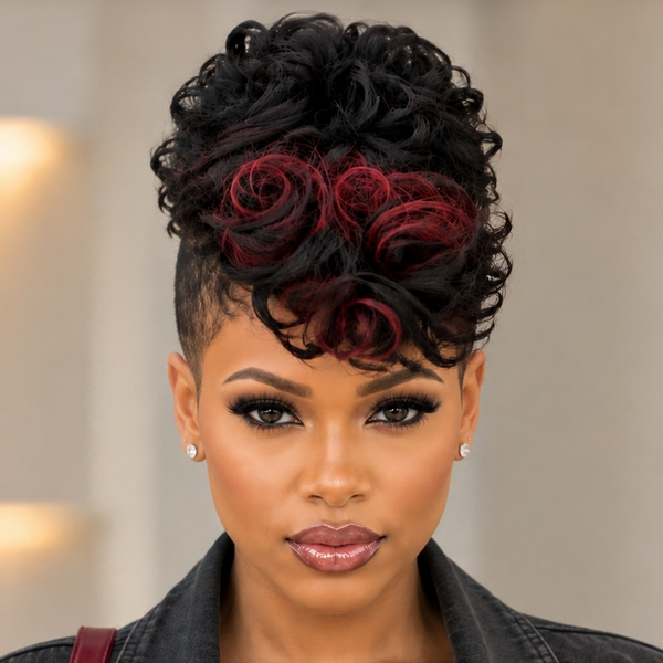 Bequeen 1B Mixed Red Machine Made Deep Wave Topper Unit