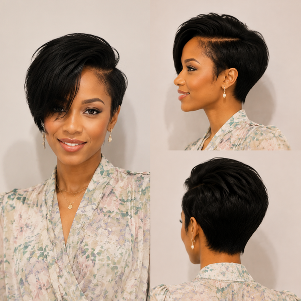 Bequeen 1B Side Part Natural Wave Full Lace Wig