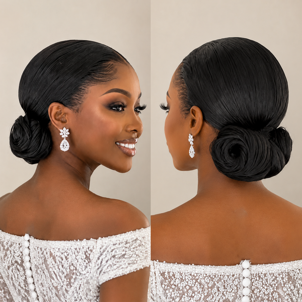 Bequeen 1B Updo Grace Full Lace Wedding Wig