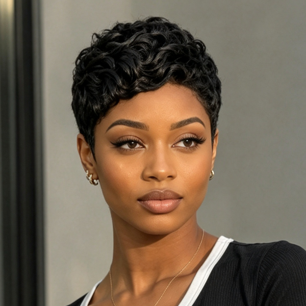Bequeen 1B Wave Special Style Pixie Wig