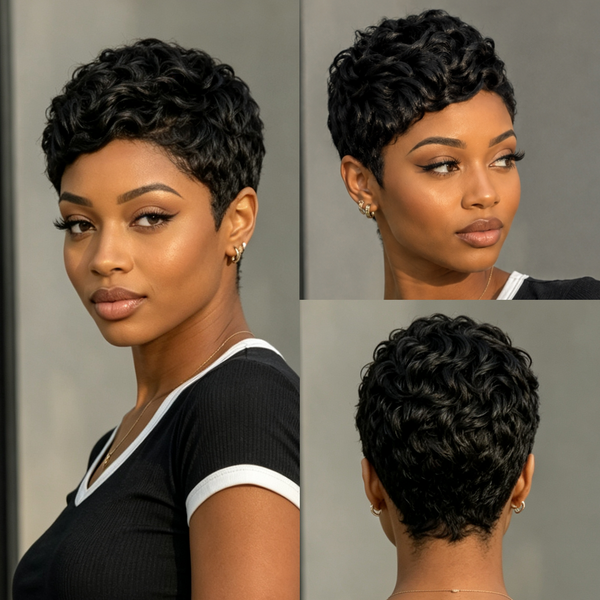 Bequeen 1B Wave Special Style Pixie Wig