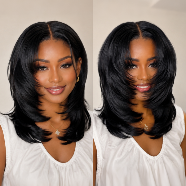 Bequeen 2X6 Lace Fashion Long Black Bob Wig