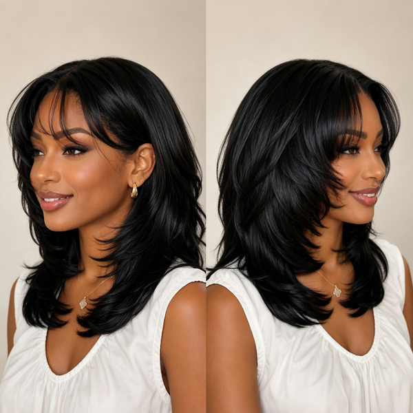 Bequeen 2X6 Lace Fashion Long Black Bob Wig