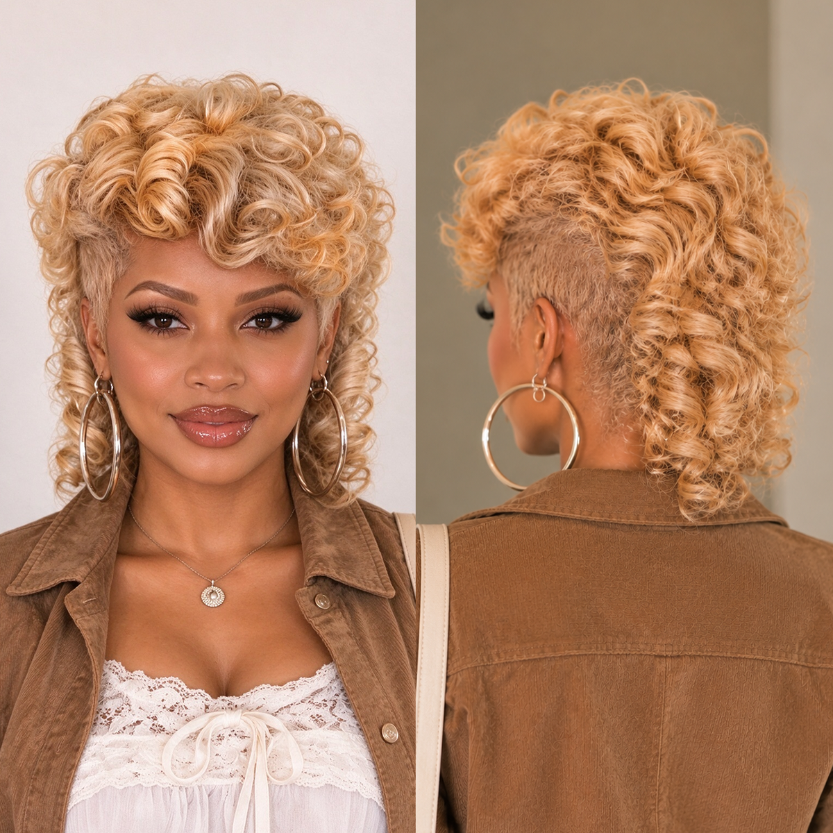 613 Mohawk Bequeen 613 Blonde Curl Machine Made Topper – BeQueen Wig