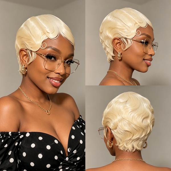 Bequeen 613 Pixie Cut Water Wave Full Lace Wig