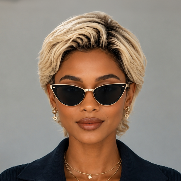 Bequeen 613 Slick Back Black Root Short Cut Pixie Wig