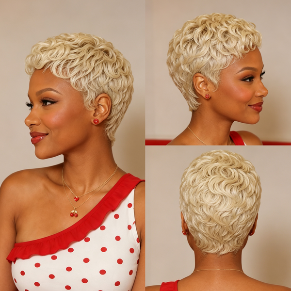 Bequeen 613 blonde Pixie Cut Full Lace Wig