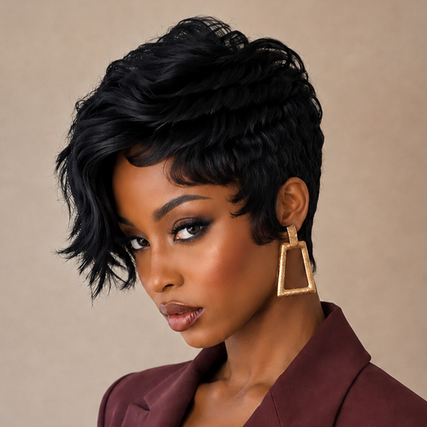 Bequeen 99J Side Part Layer Pixie Wig