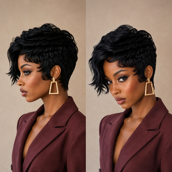 Bequeen 99J Side Part Layer Pixie Wig