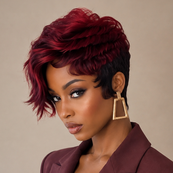 Bequeen 99J Side Part Layer Pixie Wig