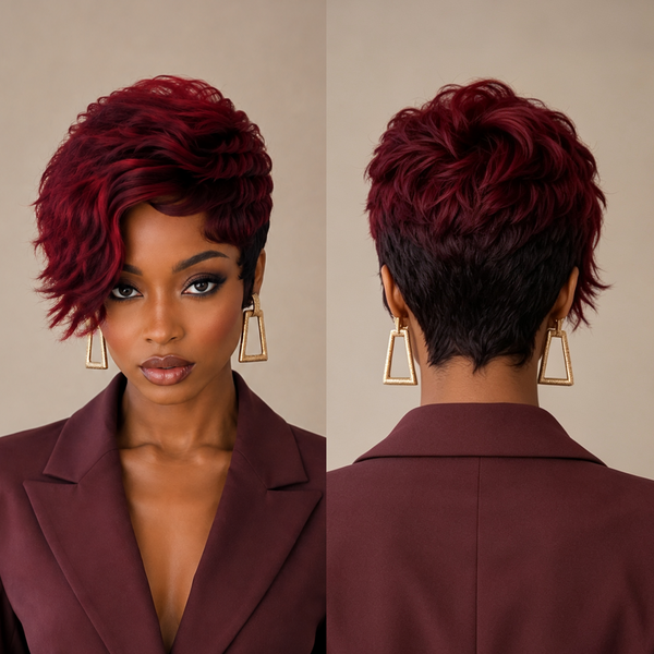 Bequeen 99J Side Part Layer Pixie Wig
