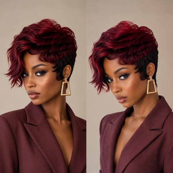 Bequeen 99J Side Part Layer Pixie Wig