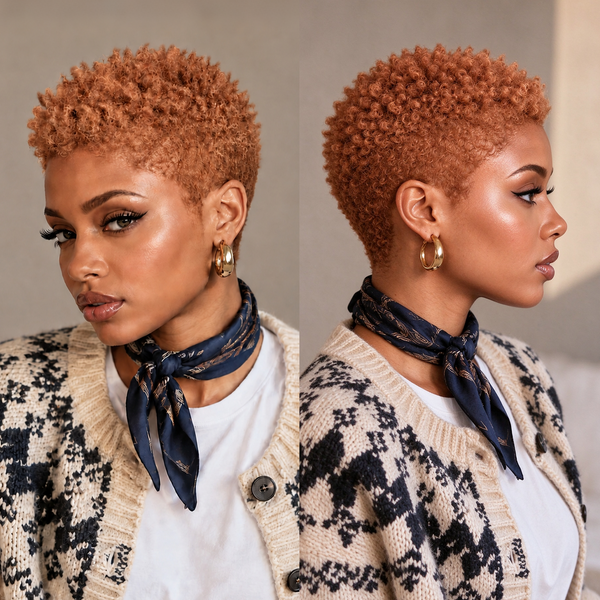 Bequeen Afro Low Cut  Kinky Curly Wave 13×4 Lace Pixie Full Cap Wig