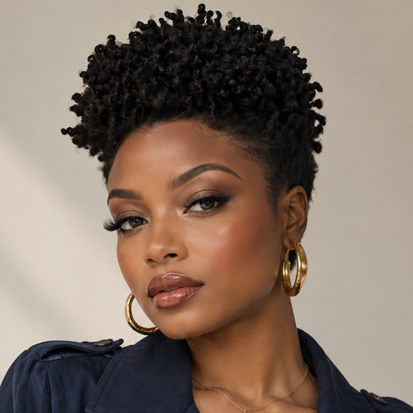 Bequeen Black Afro Pixie Cut Frontal Lace Wig