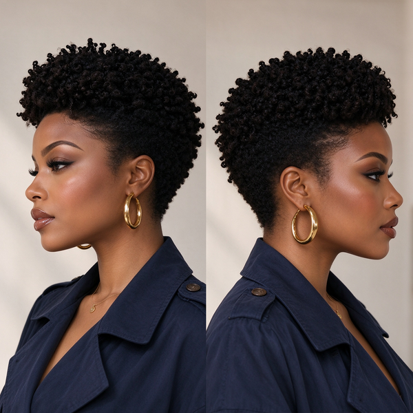 Bequeen Black Afro Pixie Cut Frontal Lace Wig