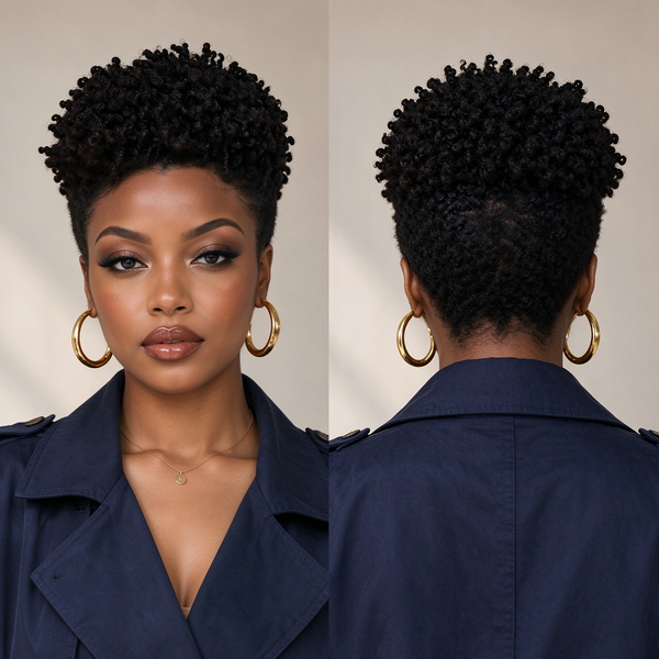 Bequeen Black Afro Pixie Cut Frontal Lace Wig