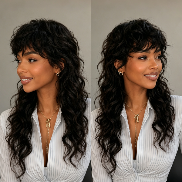 Bequeen Black Fashion Bangs Long Wig