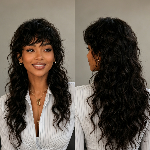 Bequeen Black Fashion Bangs Long Wig