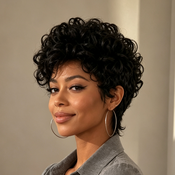 Bequeen Black Fluffy Elegance Mullet Wig