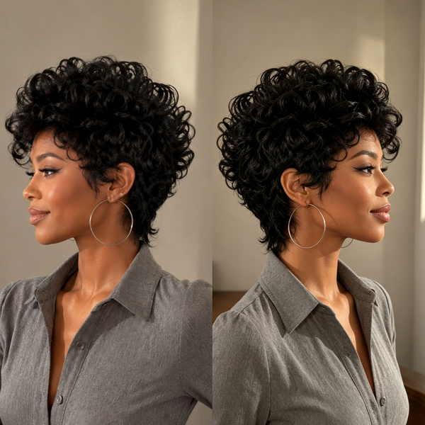 Bequeen Black Fluffy Elegance Mullet Wig