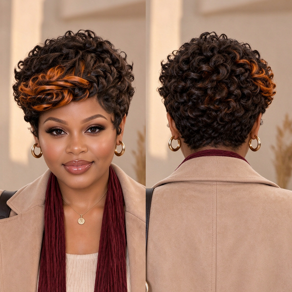 Bequeen Black Highlight 350 Pixie Braid Wig