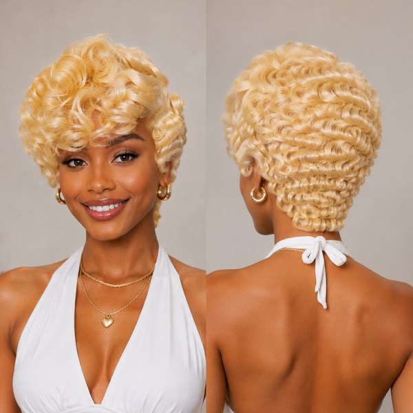 Bequeen Blonde Curly Full Lace Wig