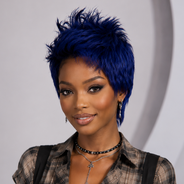 Bequeen Electric Blue Ombre Spiked Full Lace Wig