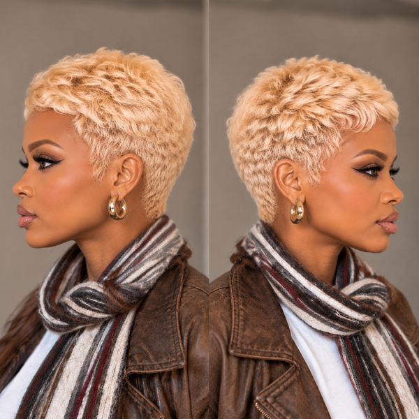 Bequeen Blonde Short Cut Special Style Full  Lace Pixie Wig