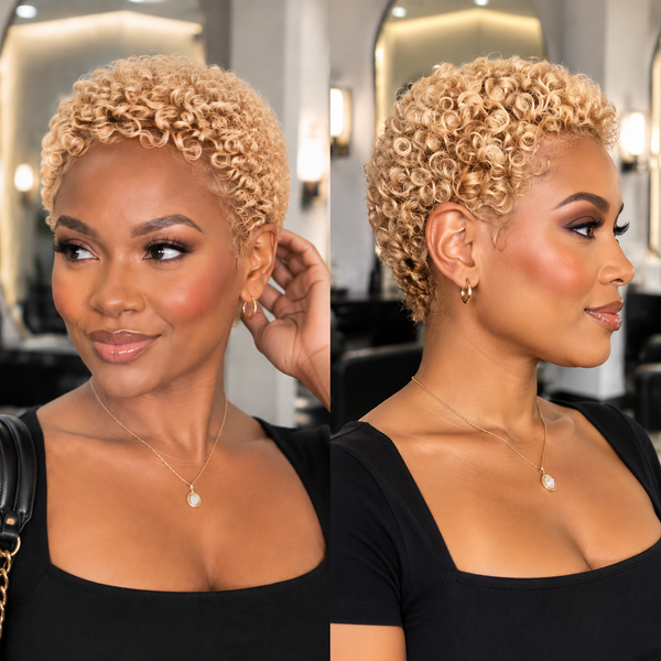 Bequeen Blonde TWA Small Finger Wave 13×4 Lace Pixie Full Cap Wig