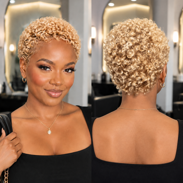 Bequeen Blonde TWA Small Finger Wave 13×4 Lace Pixie Full Cap Wig