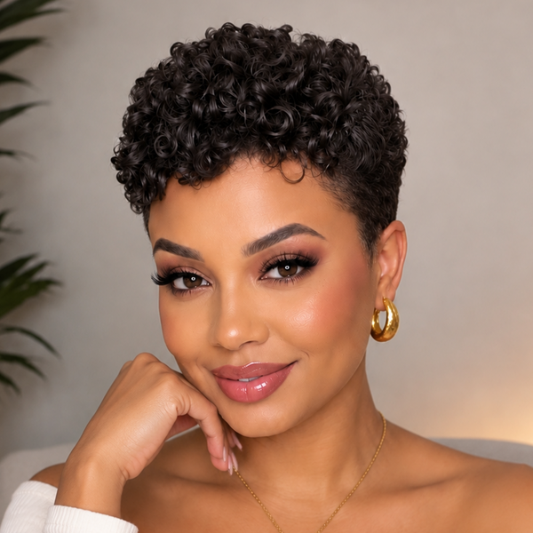 Bequeen Bronze Small Finger Wave 13×4 Lace Pixie Full Cap Wig