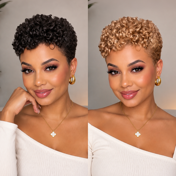 Bequeen Bronze Small Finger Wave 13×4 Lace Pixie Full Cap Wig