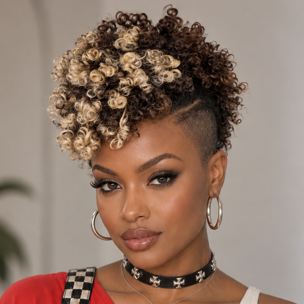 Bequeen Brown Highlight Blonde 100% Human Hair Mohawk